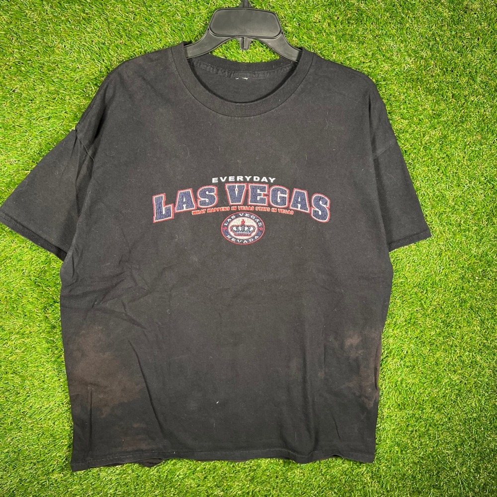 Everyday Las Vegas Graphic T-Shirt Black Distressed‎ Souvenir Tee XL